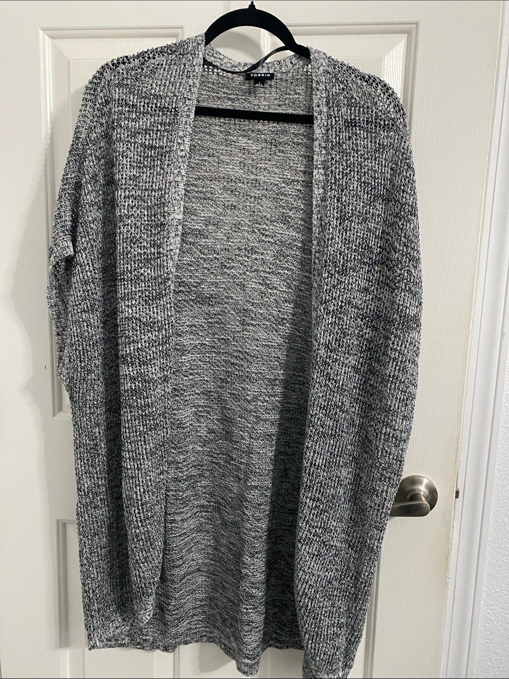 torrid Black and White Marled Open-Front Cardigan